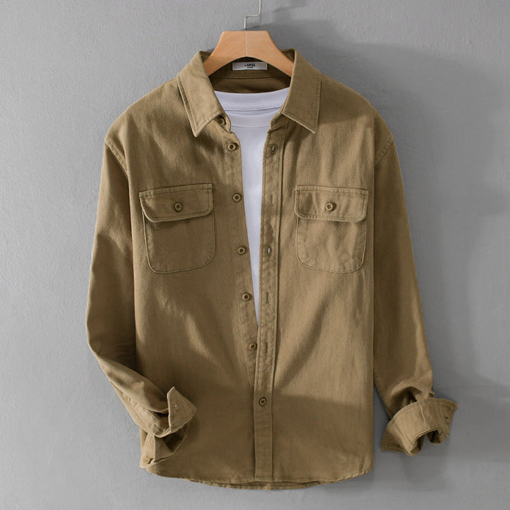 Men's Light Cotton Twill Overshirt with Chest Pockets and Relaxed Fit Mune Fashion