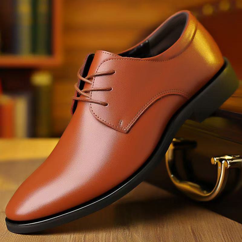 Men's Elegant Derby Business Lace-Up Shoes made of Smooth Leather with Narrow Last Mune Fashion