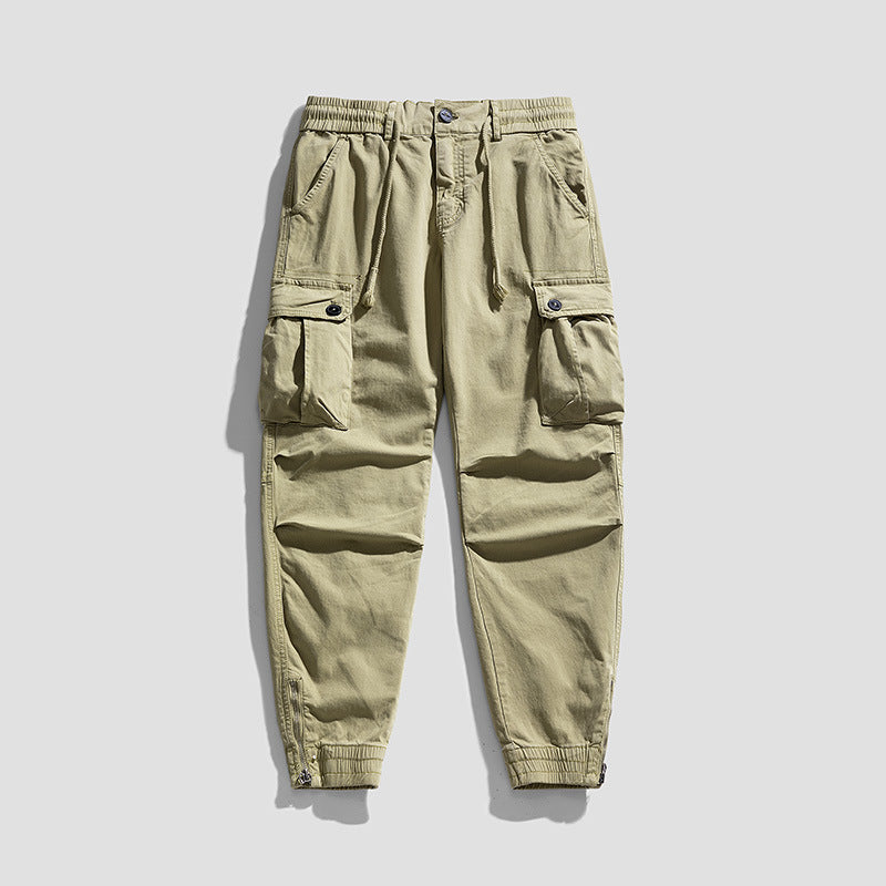 Herren Funktionale Cargohose im Joggerstil mit Tunnelzugbund, aufgesetzten Klapptaschen und Reißverschluss-Saum Mune Fashion