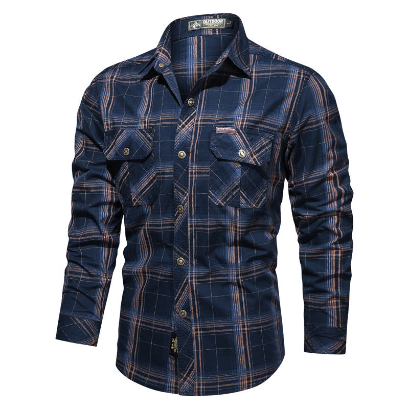 Men's checked utility shirt with chest flap pockets and reinforced canvas finish Mune Fashion