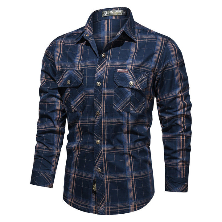 Men's checked utility shirt with chest flap pockets and reinforced canvas finish Mune Fashion
