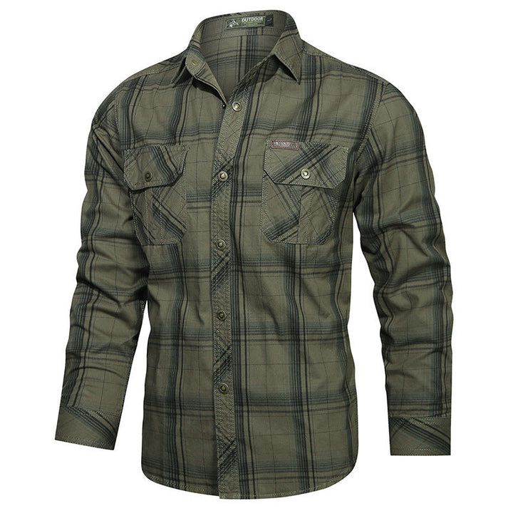 Men's checkered flannel outdoor shirt with reinforced flap chest pockets and ergonomic back detail Mune Fashion
