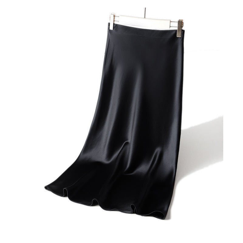 Women Elegant Maxi Skirt made of Flowing Satin Mune Fashion