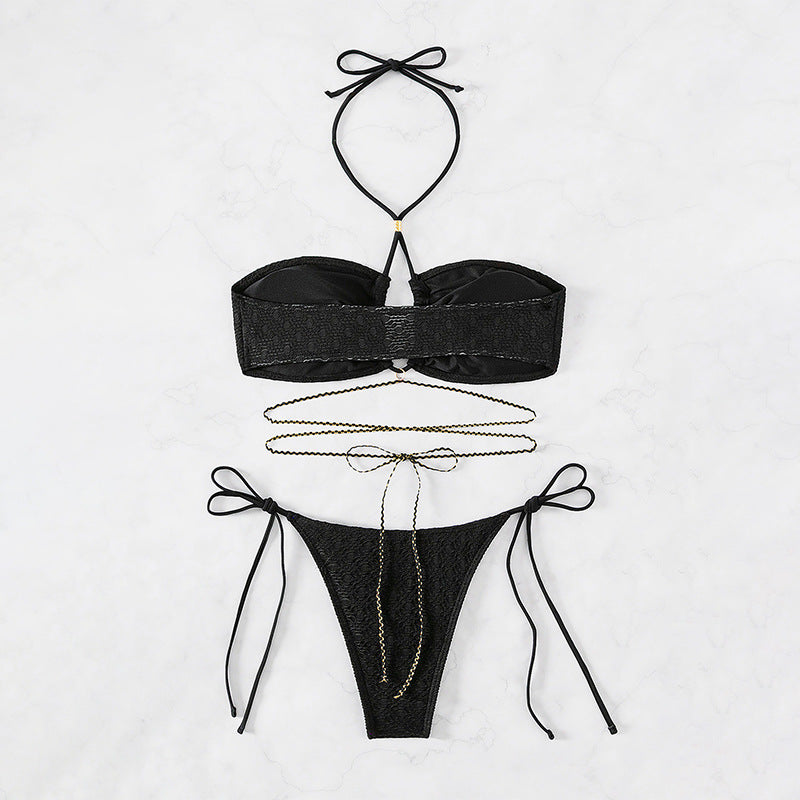 Women's bandeau bikini with refined tie straps and elegant details Mune Fashion