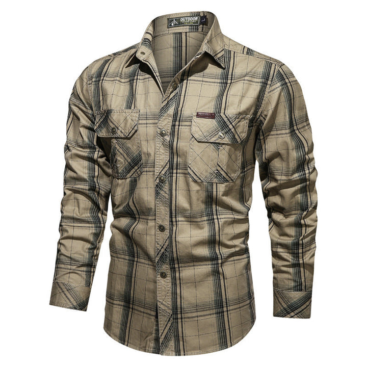 Men's checked utility shirt with chest flap pockets and reinforced canvas finish Mune Fashion