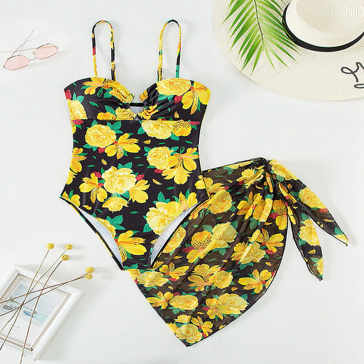 Women's Floral Swim Shorts with Elegant Wrap Skirt Mune Fashion