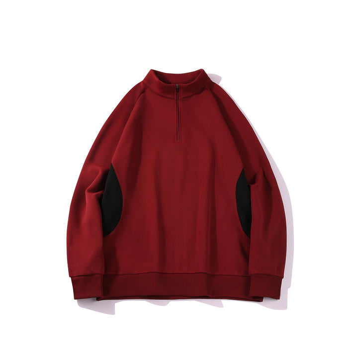 Herren Halbzip‑Sweatshirt mit Stehkragen und kontrastseitigen Einsätzen Mune Fashion