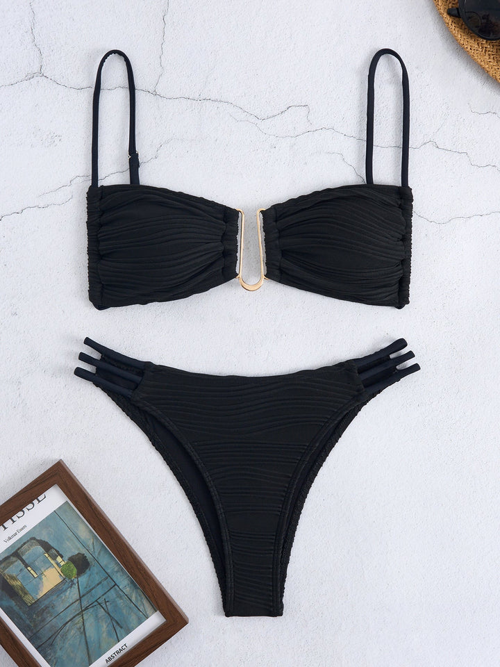 Women's triangle bikini with elegant gathering design and trendy strap details Mune Fashion