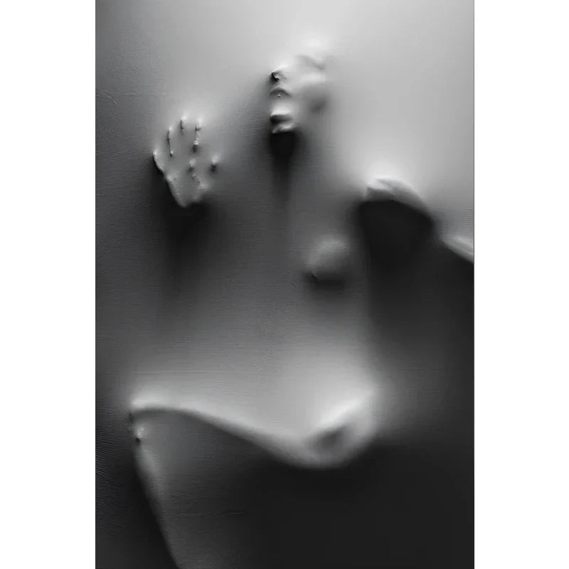 Modern Art Abstract Ghostly Figures In The Wall Canvas Prints Black White Wall Art Posters Pictures For Living Room Bedroom Art Decor