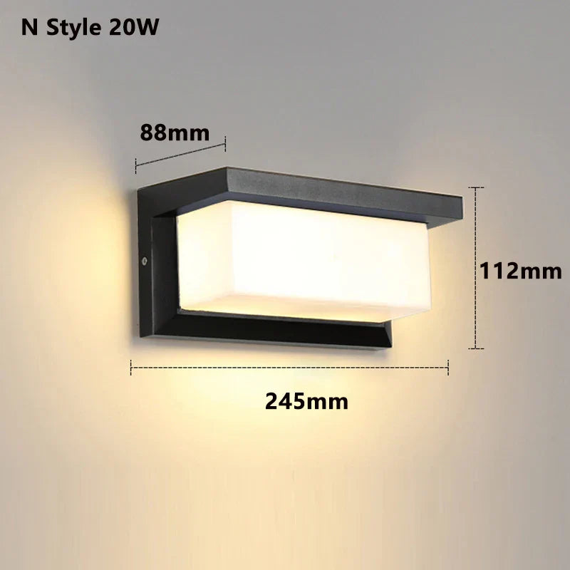 Modern LED Outdoor Wall Light with Motion Sensor - Waterproof IP65 Porch Lights for Balcony Garden