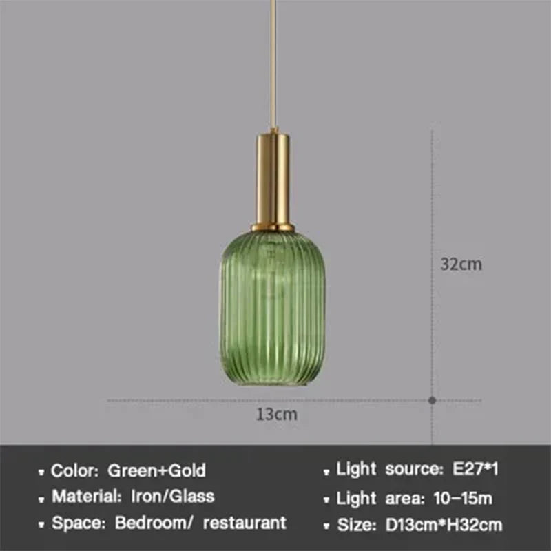 Modern Nordic Glass Pendant Light – Single Head LED Hanging Lamp for Dining Room, Bedroom, Cafe, and Study – White, Green, Cognac & More