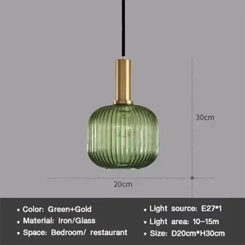 Modern Nordic Glass Pendant Light – Single Head LED Hanging Lamp for Dining Room, Bedroom, Cafe, and Study – White, Green, Cognac & More