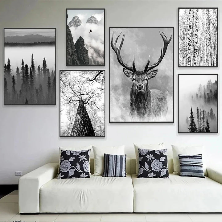 Northern Wilderness Eagle Deer Landscape Wall Art Fine Art Canvas Prints Pictures For Living Room Dining Room Nordic Home Decor
