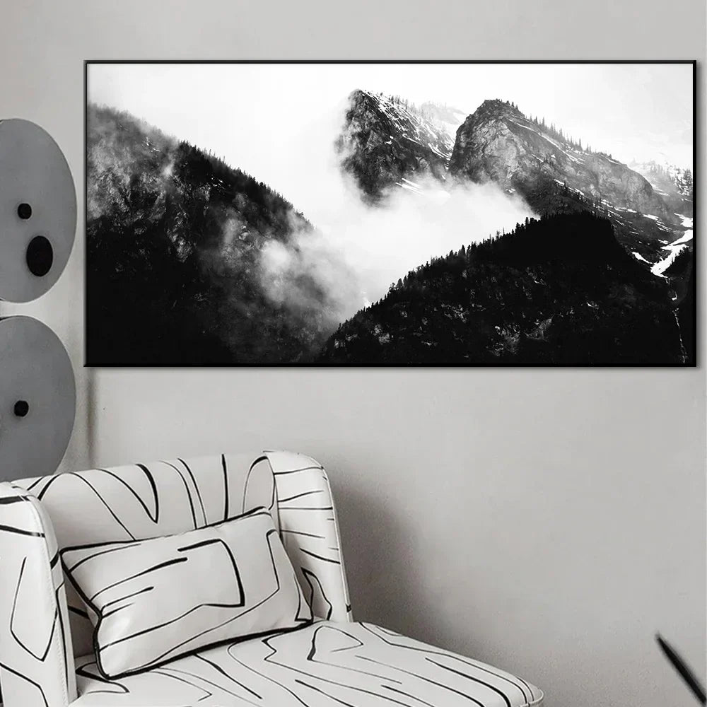 Northern Landscapes Forest Mountain Wilderness Wall Art Fine Art Canvas Prints Black White Posters For Living Room Modern Home Office Decor