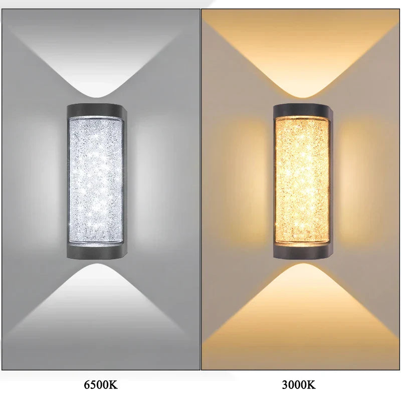 Modern Waterproof LED Outdoor Wall Lamp – Crystal Wall Sconce for Garden, Patio, and Doorway Lighting