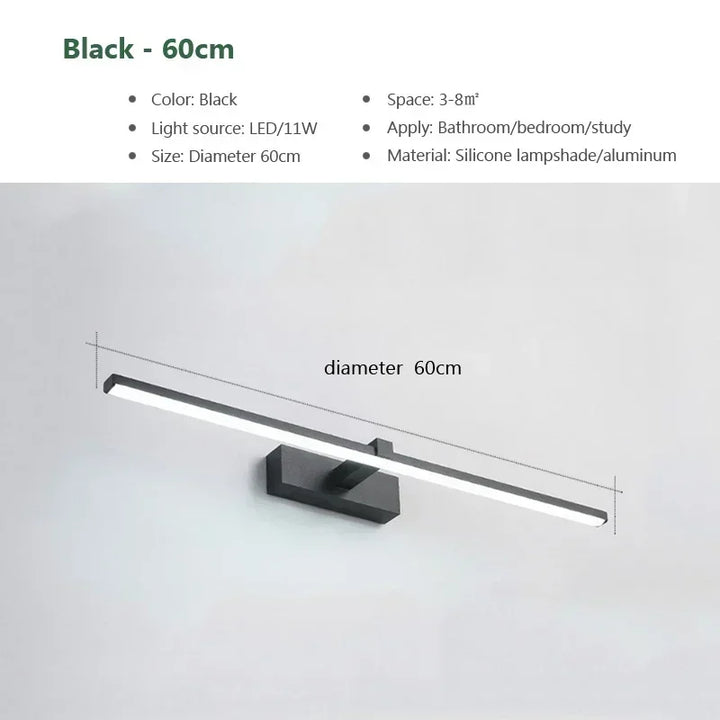 Modern Gold LED Wall Lamp – Bathroom Mirror Light with Touch Switch for Bedroom, Living Room, and Vanity Lighting