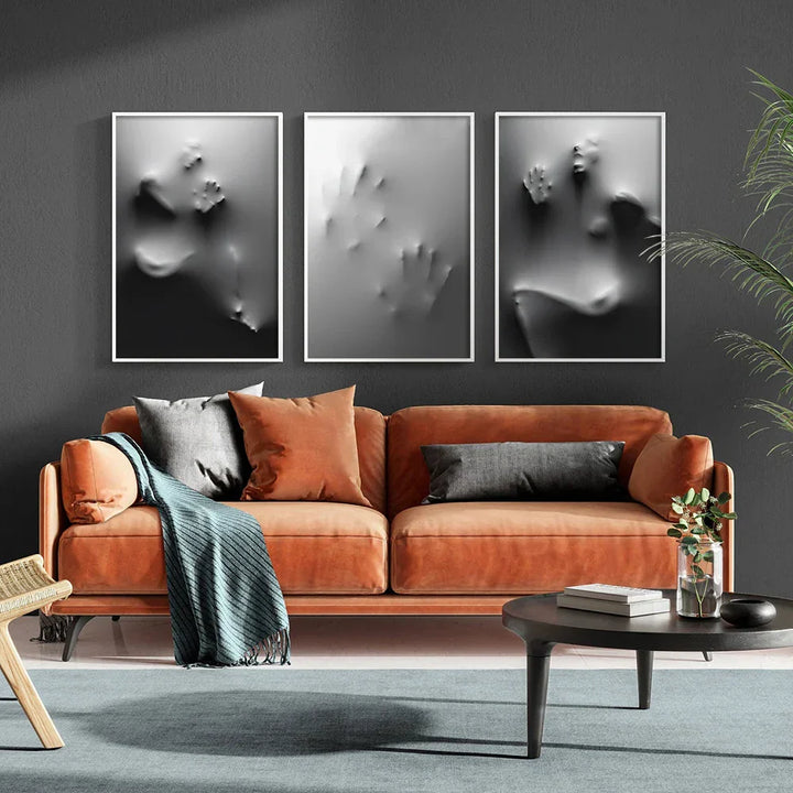 Modern Art Abstract Ghostly Figures In The Wall Canvas Prints Black White Wall Art Posters Pictures For Living Room Bedroom Art Decor