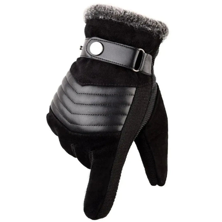 Suede Touchscreen Winter Gloves with Leather Accents