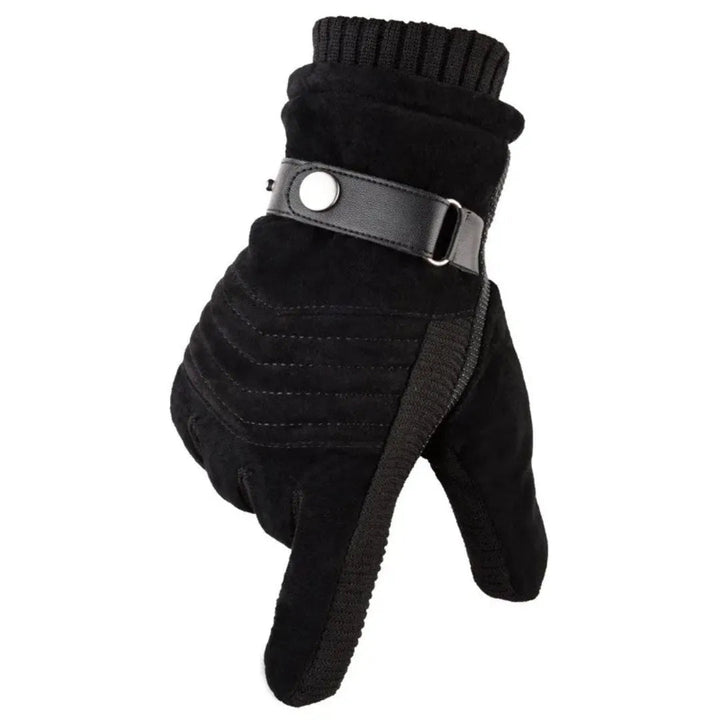 Suede Touchscreen Winter Gloves with Leather Accents