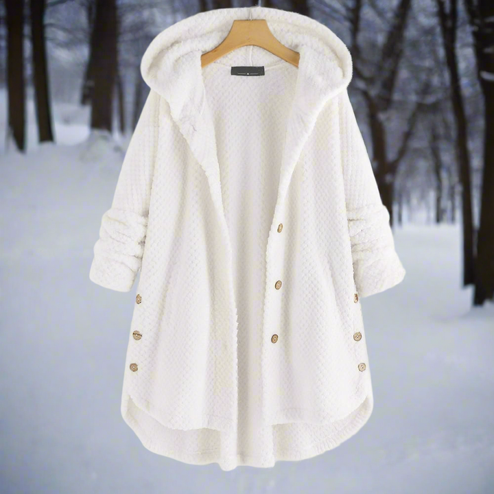 Bathrobe - Textured Fleece - Long and Loose Fit - Button Closure with Pockets