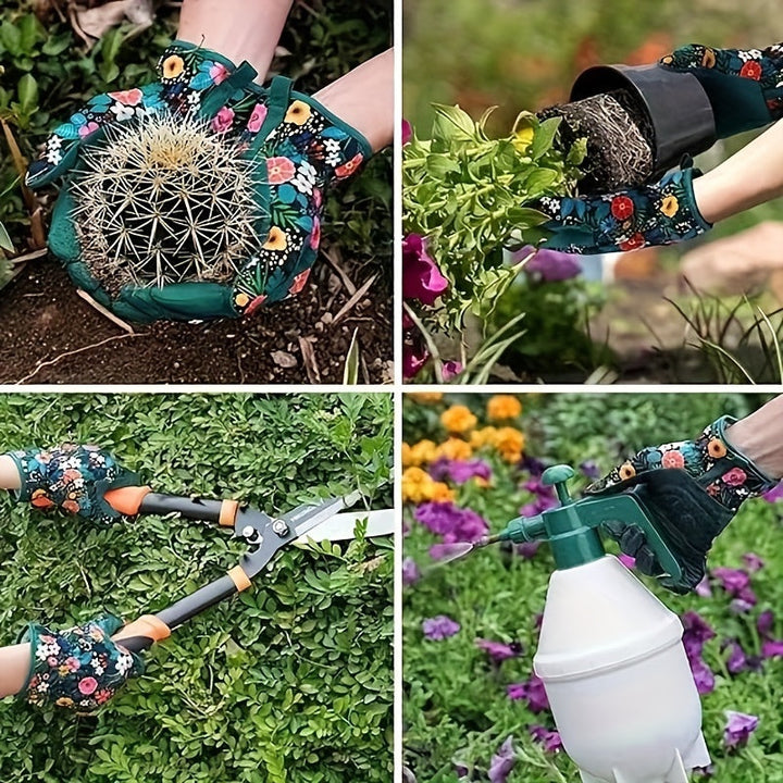Breathable Garden Gloves with Floral Pattern
