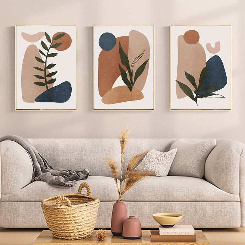 Minimalist Abstract Green Leaf Bohemia - Canvas Wall Art Print