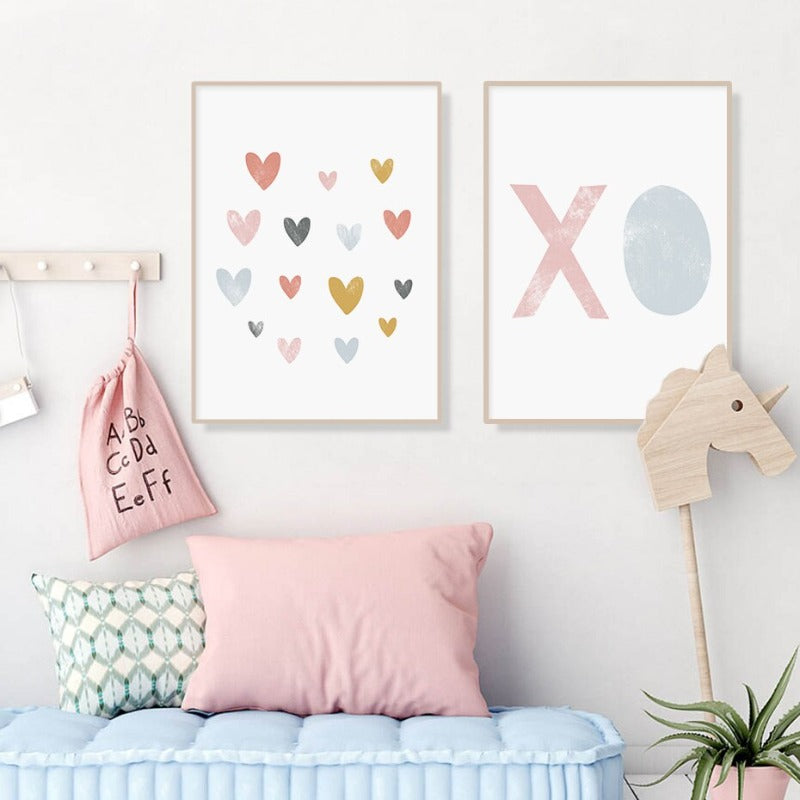 Lovely Rainbow Cartoon Girl Nursery - Canvas Wall Art Print