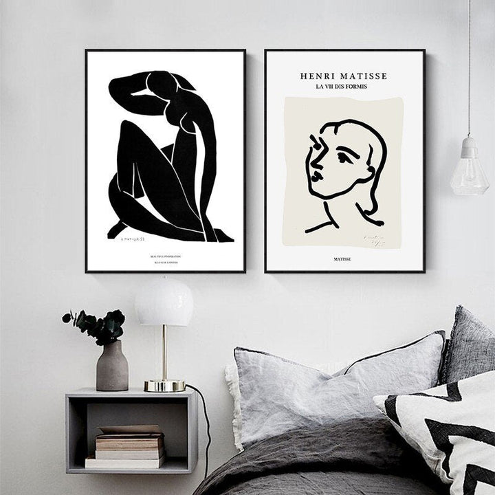 Vintage European Matisse Line Figure - Canvas Wall Art Print