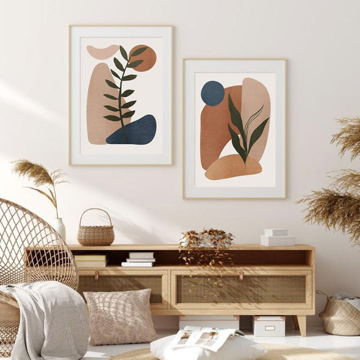 Minimalist Abstract Green Leaf Bohemia - Canvas Wall Art Print