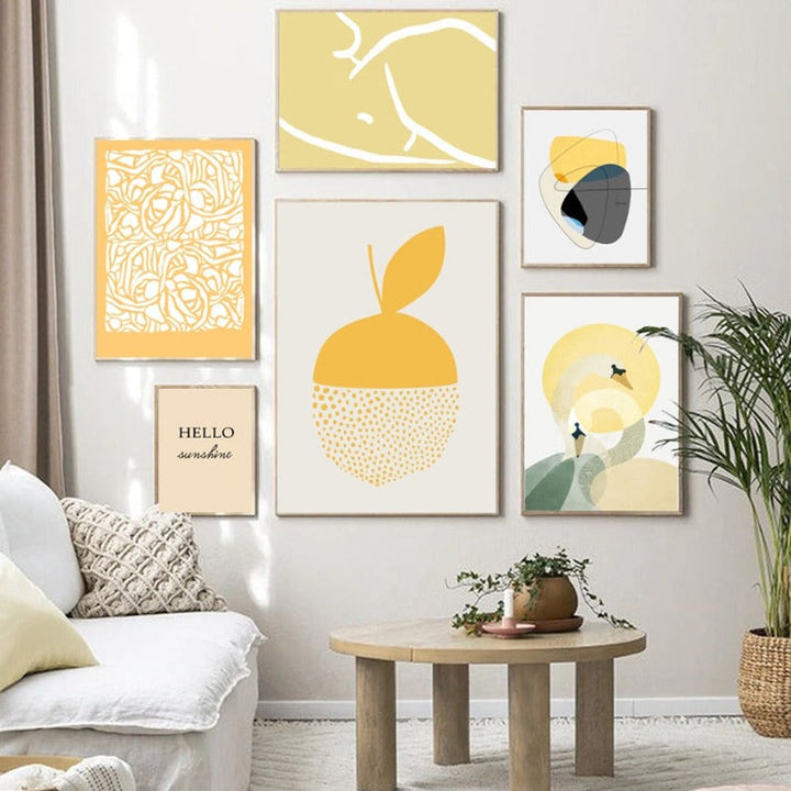 Trendy Abstract Yellow Graphic Designs  - Canvas Wall Art Print