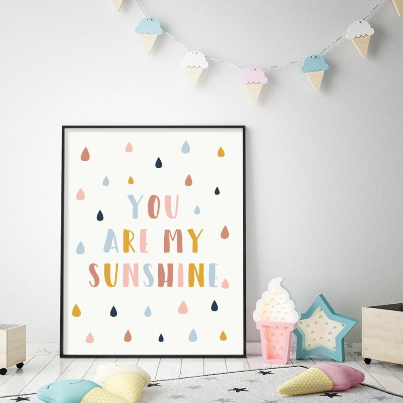 Happy Color You Are My Sunshine Nursery - Canvas Wall Art Print