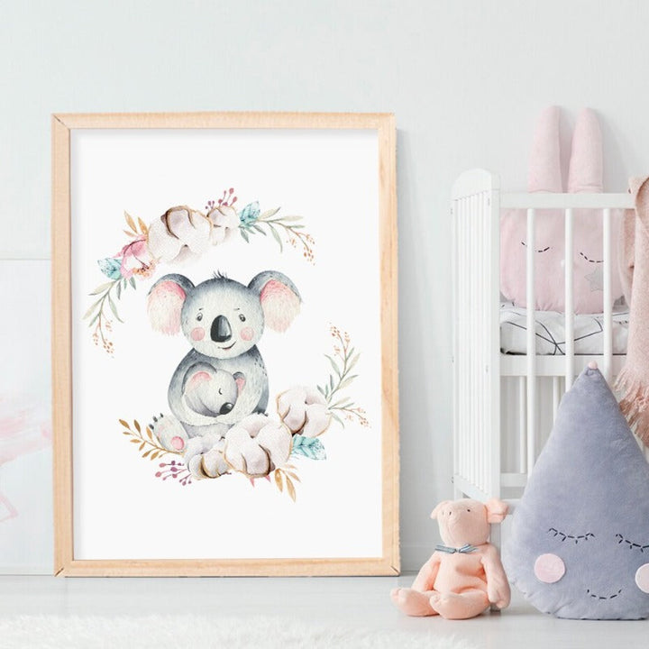 Loving Koala Mother & Baby Garland - Canvas Wall Art Print