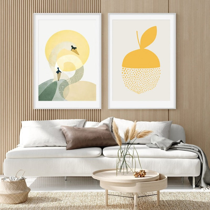 Trendy Abstract Yellow Graphic Designs  - Canvas Wall Art Print