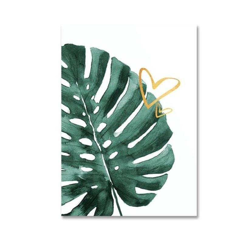 Gold Pineapple Tropical Turtle Leaf Modern - Canvas Wall Art Painting