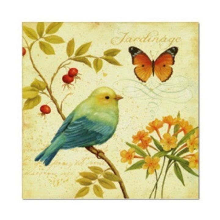 Vintage Europe Birds Butterfly Flowers - Canvas Wall Art Painting