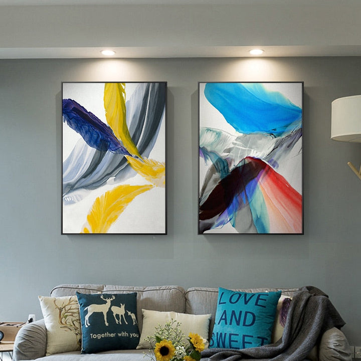 Feathers of Hope Colorful HD - Canvas Wall Art Painting