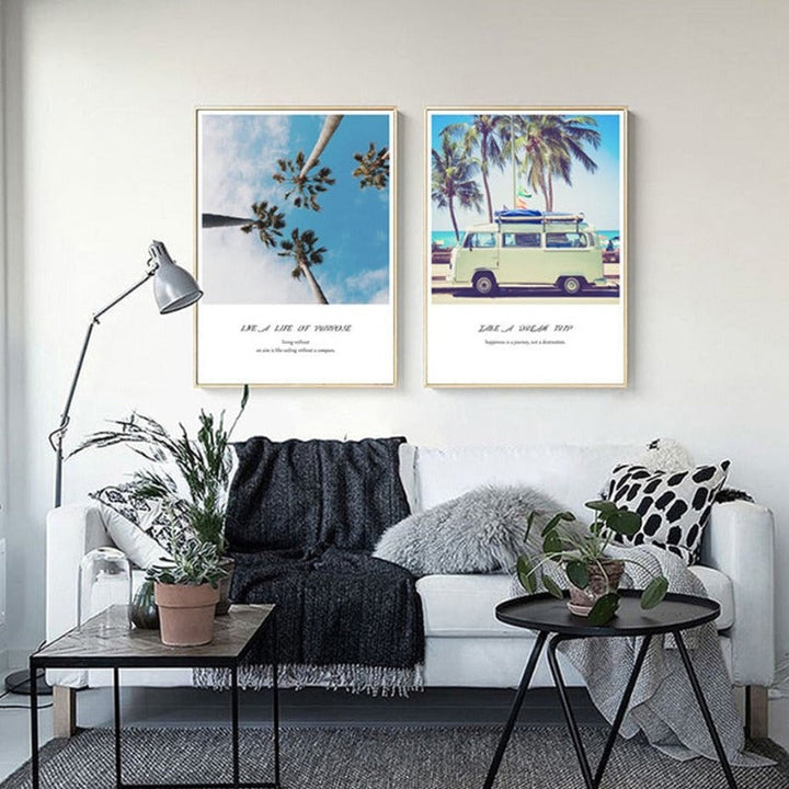 Travel Life Posters Coconut Tree Prints Tropical Seascape - Canvas Wall Art Painting