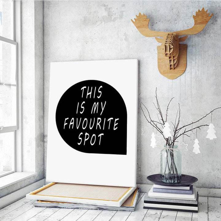 Minimalist Black And White Cartoon Bear Nursery Decor - Canvas Wall Art Painting