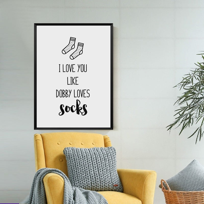 I Love You Nursery Prints Decor Socks - Canvas Wall Art Painting