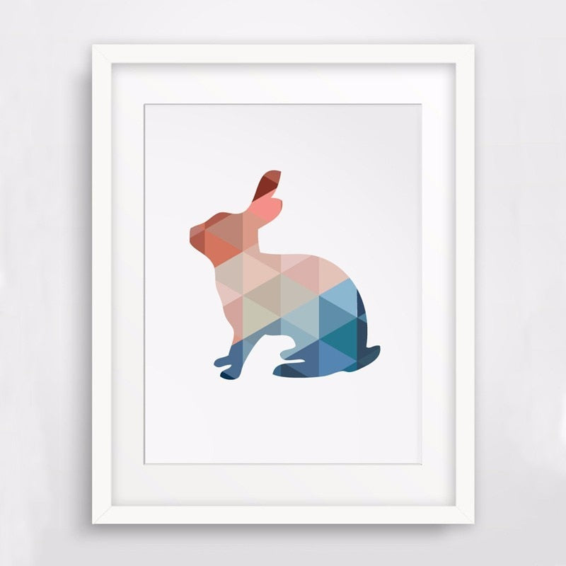 Geometric Triangles Rabbit  - Canvas Wall Art Painting