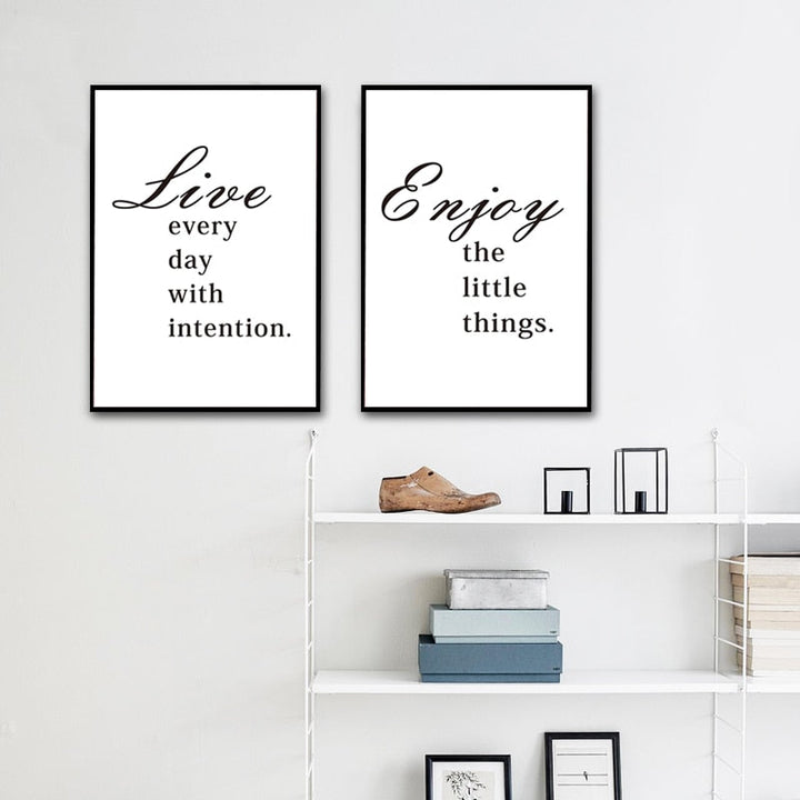 Minimalist Enjoy Little Things Life Quote Live Letters Wall Art Prints