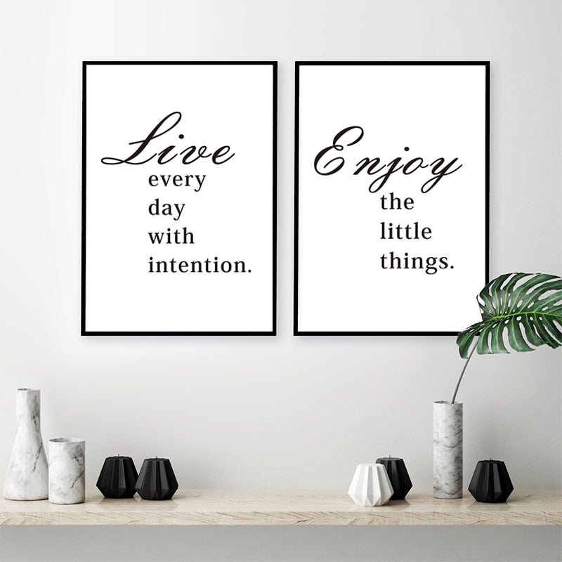Minimalist Enjoy Little Things Life Quote Live Letters Wall Art Prints