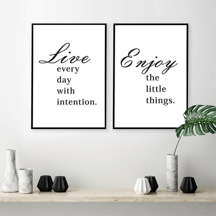 Minimalist Enjoy Little Things Life Quote Live Letters Wall Art Prints