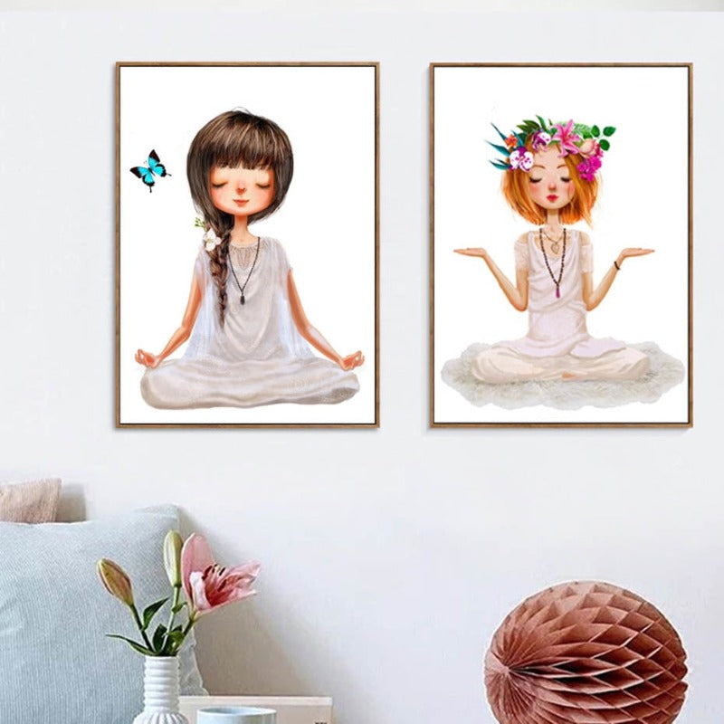 Lovely Yoga Girl Poster - Canvas Wall Art Painting
