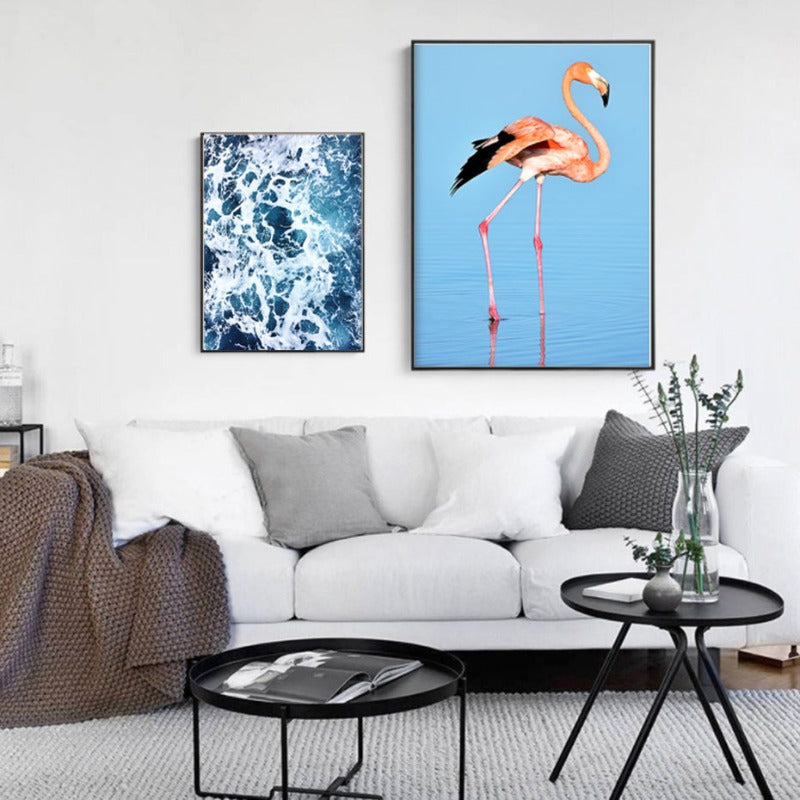 Flamingo In Seascape - Canvas Wall Art Painting
