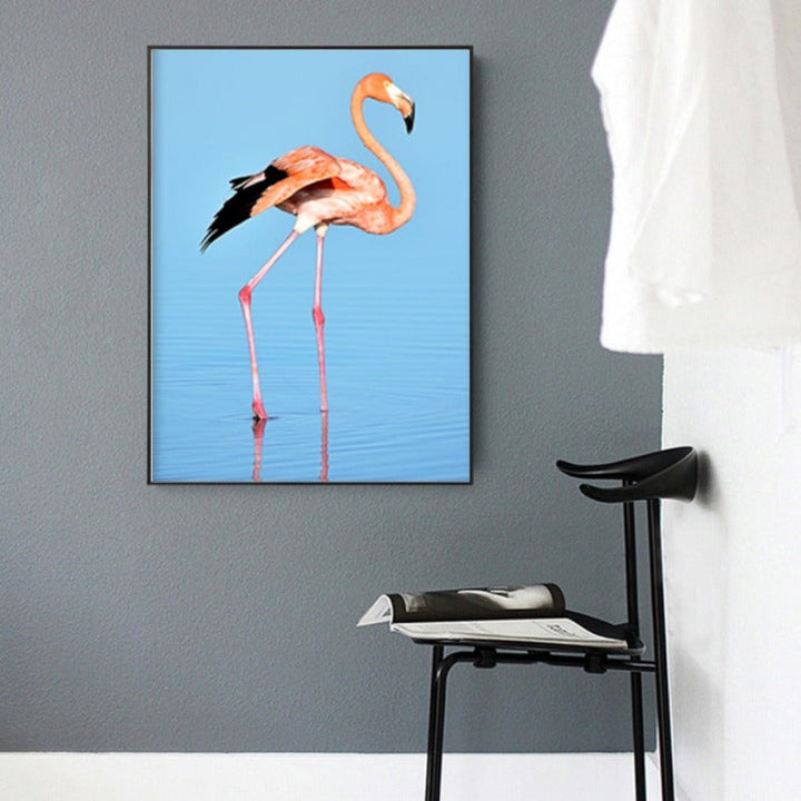 Flamingo In Seascape - Canvas Wall Art Painting