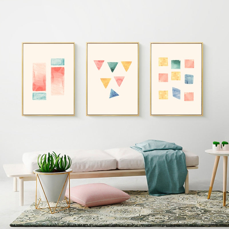Geometric Watercolor Prints Posters - Canvas Wall Art Painting