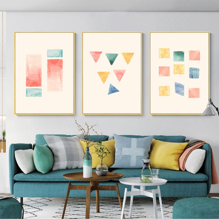 Geometric Watercolor Prints Posters - Canvas Wall Art Painting