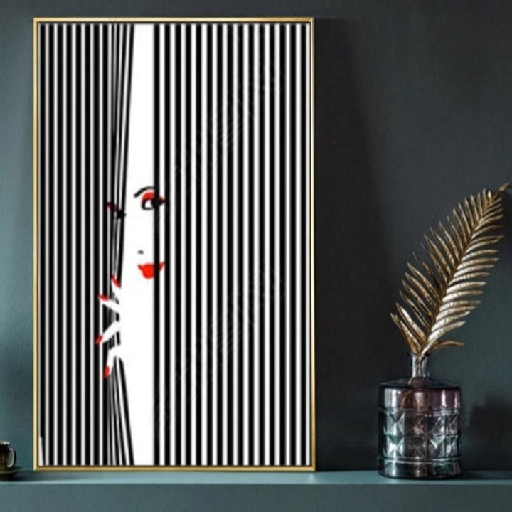 Fashion Women Abstract Kiss Poster Voyeur - Canvas Wall Art Painting