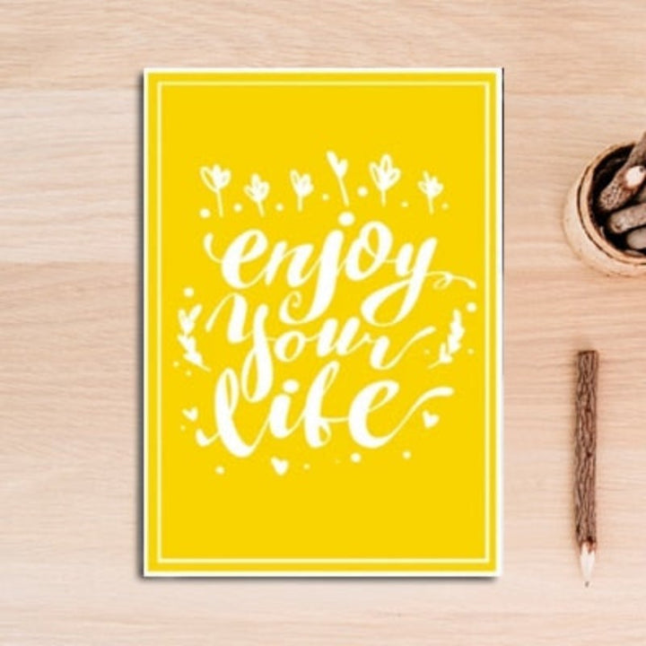 Food Tea Poster Life Quote Yellow Background - Canvas Wall Art Painting